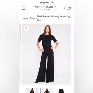 Ripley Rader BLACK PONTE KNIT LONG WIDE LEG PANT